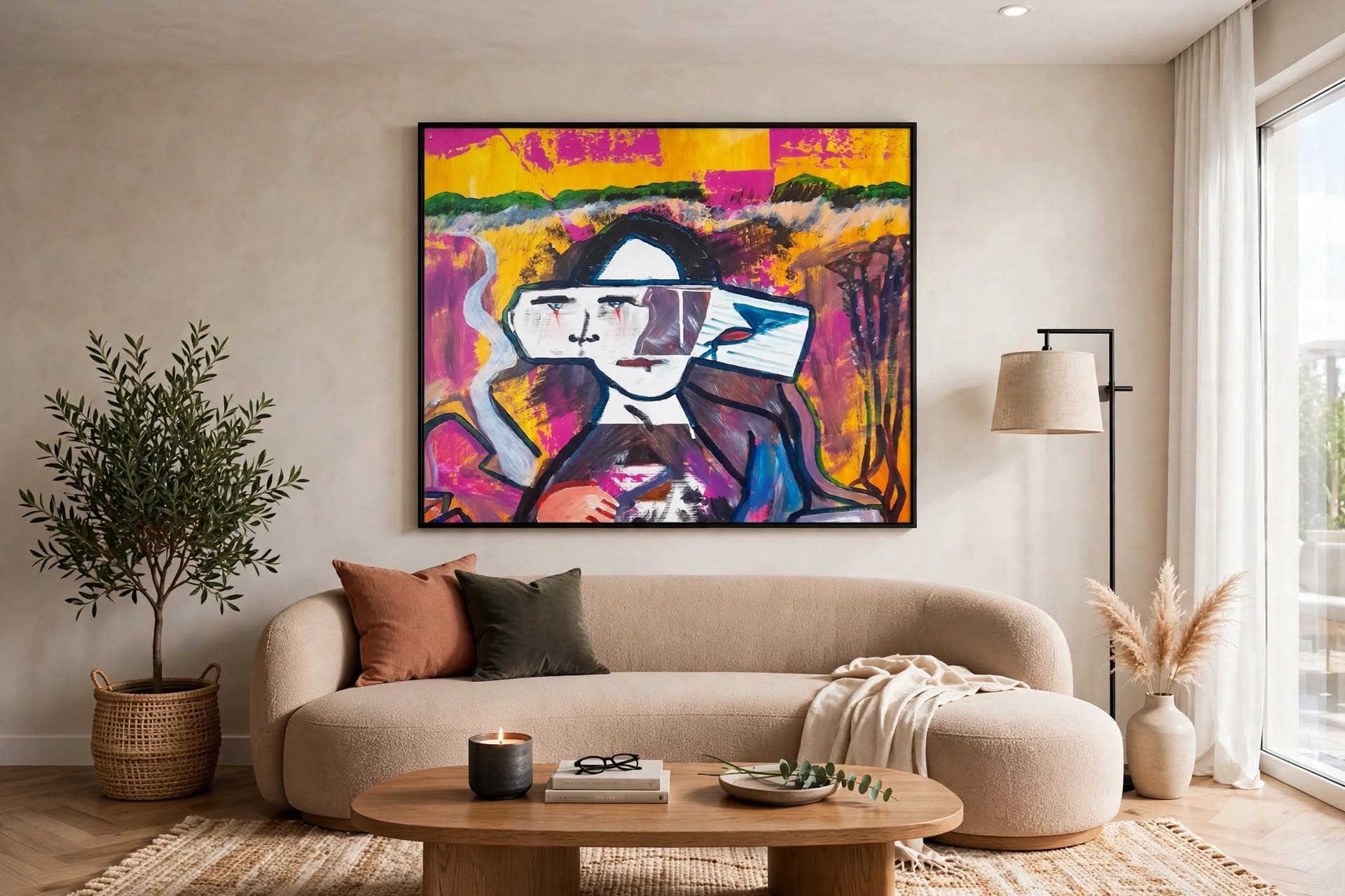 Broken Mona Lisa on a wall