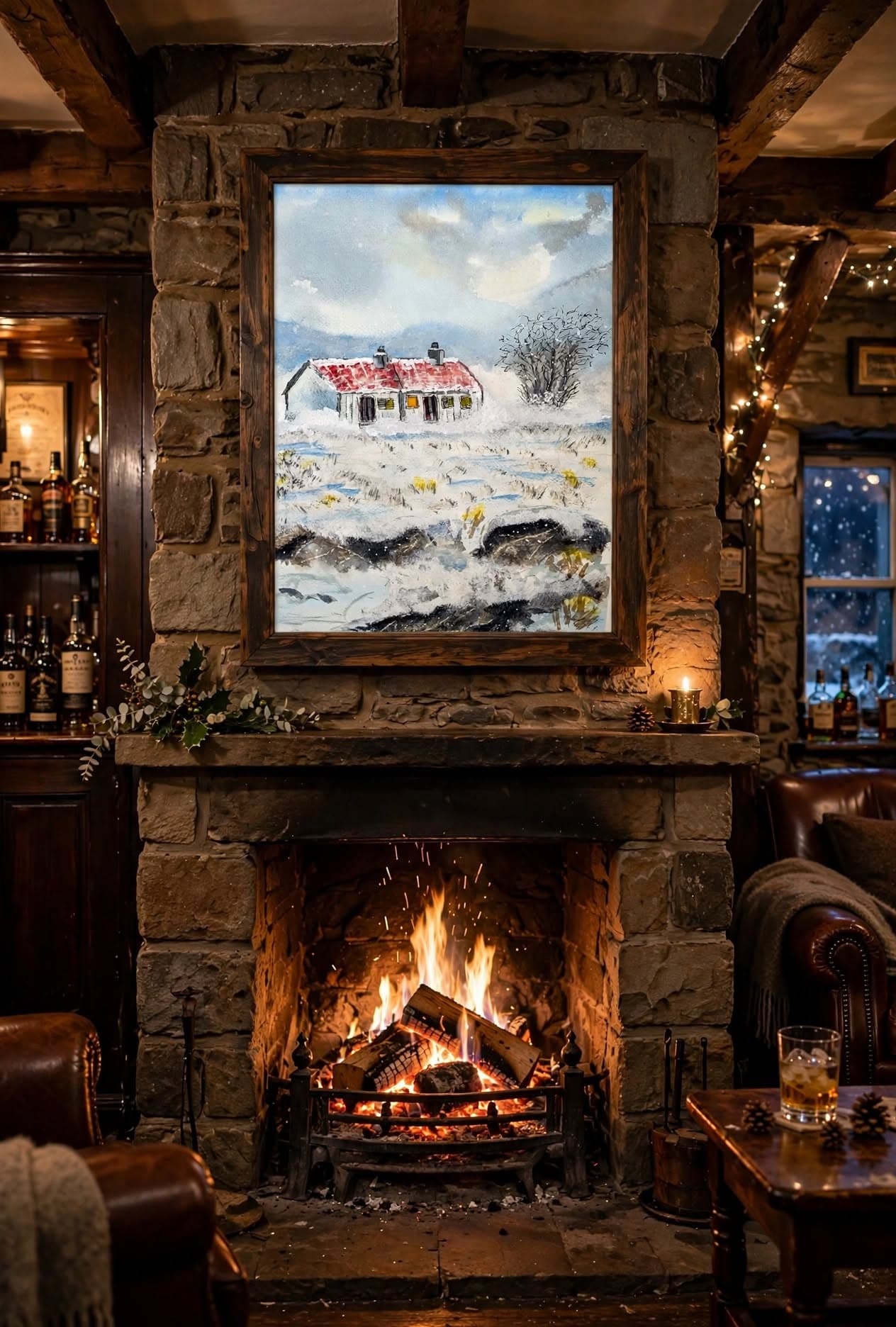 Winter Cottage  on a wall