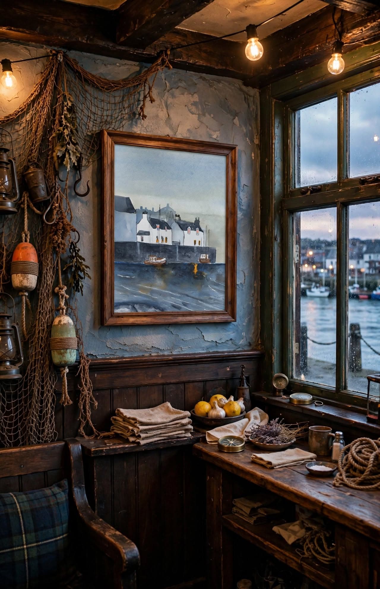 The Harbour-Evening Mooring on a wall