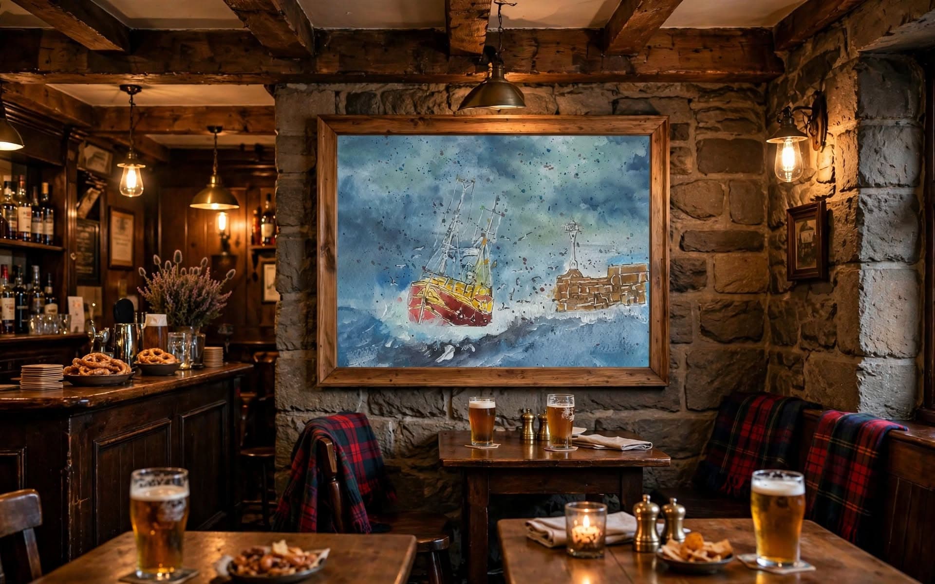 Trawler coming home on a wall